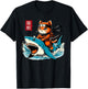 Kawaii Samurai Cat Tattoo Shark Ninja Cat Japanese Anime Kid T-Shirt - T-Shirt | Black