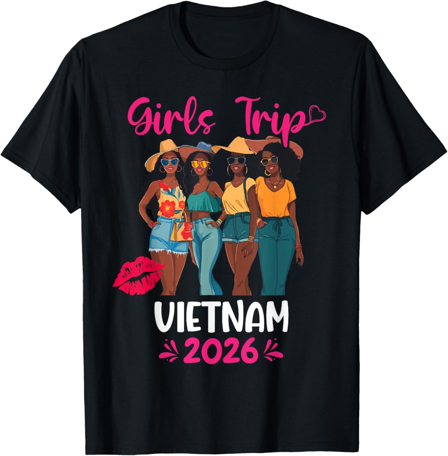 Black Girls Trip Vietnam 2026 Vacation Matching T-Shirt - T-Shirt | Black