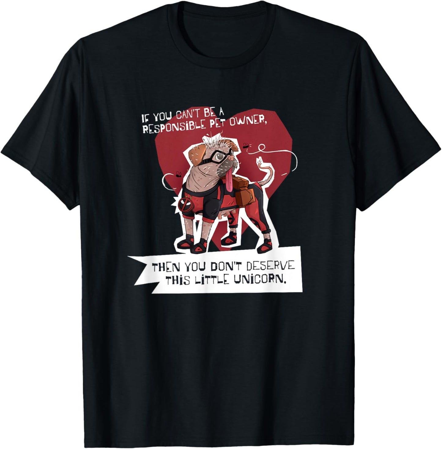 Marvel Studios Deadpool & Wolverine Dogpool Little Unicorn T-Shirt - T-Shirt | Black