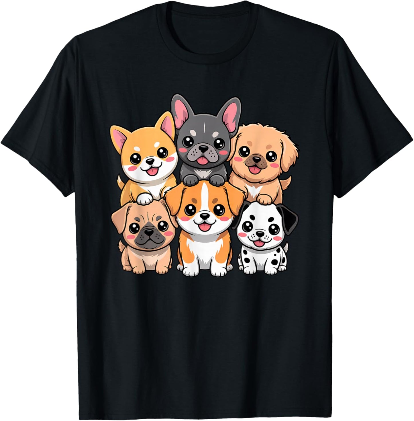 Cute Cartoon Puppy Kawaii Dog T-Shirt - T-Shirt | Black