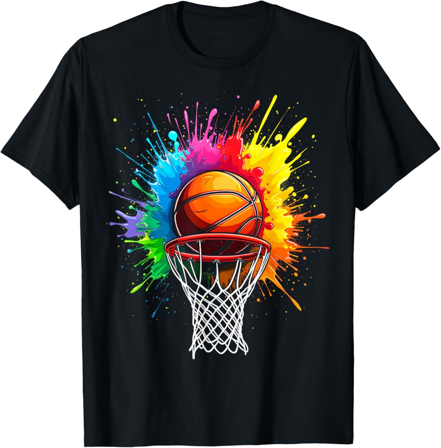 Basketball Hoop Color Art T-Shirt - T-Shirt | Black