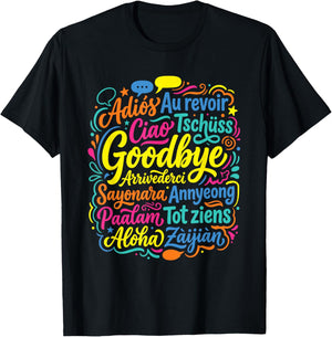 Goodbye in Different Languages Farewell Travel T-Shirt - T-Shirt | Black