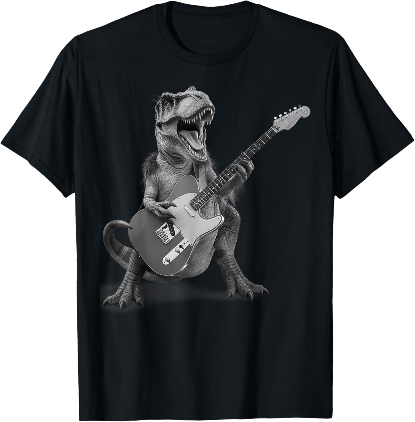 T Rex Playing Guitar Rock and Roll Dino Gifts Men Women Kid T-Shirt - T-Shirt | Black