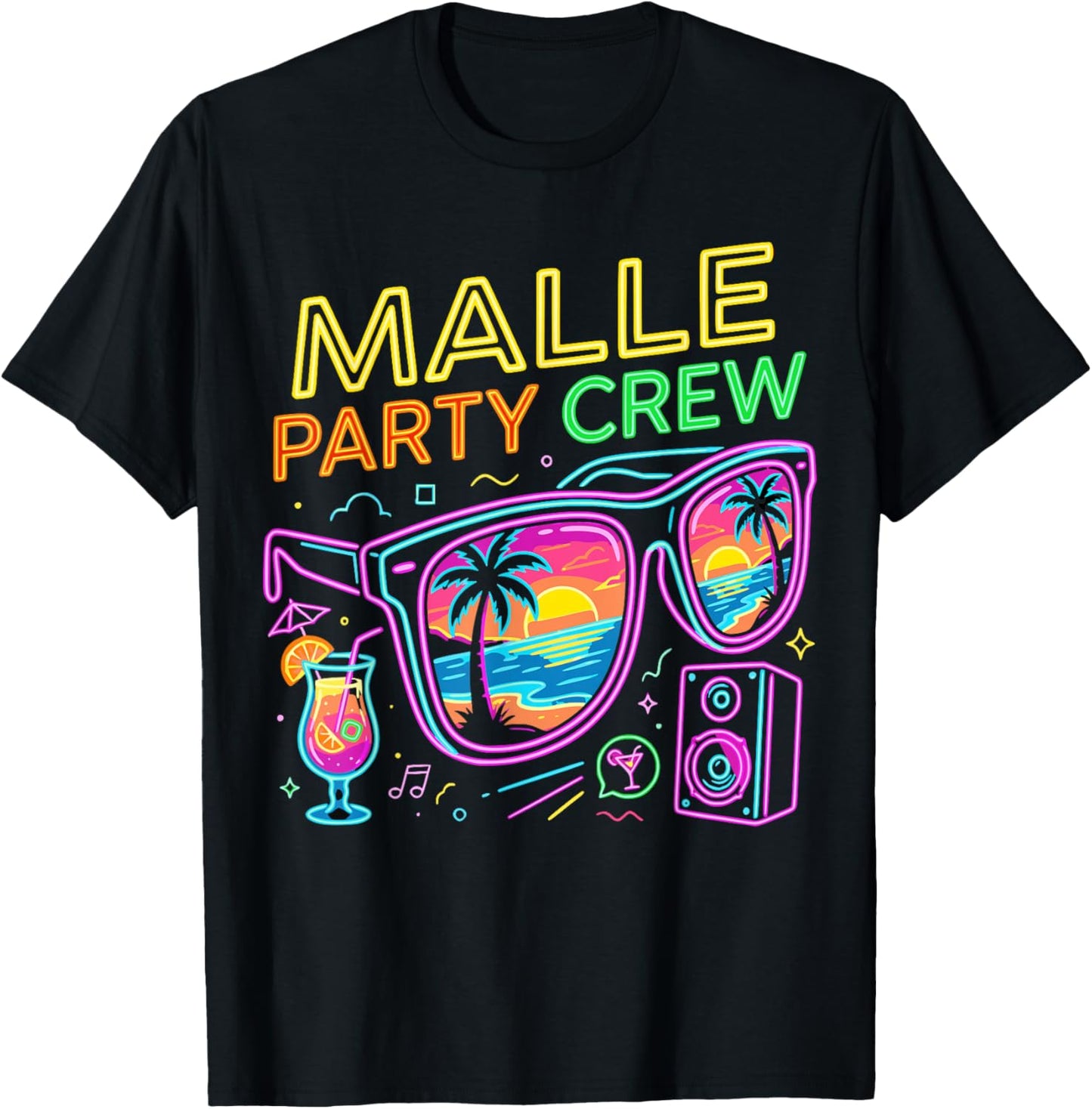 Malle Party Crew Mallorca Urlaub Feiern Design T-Shirt - T-Shirt | Black
