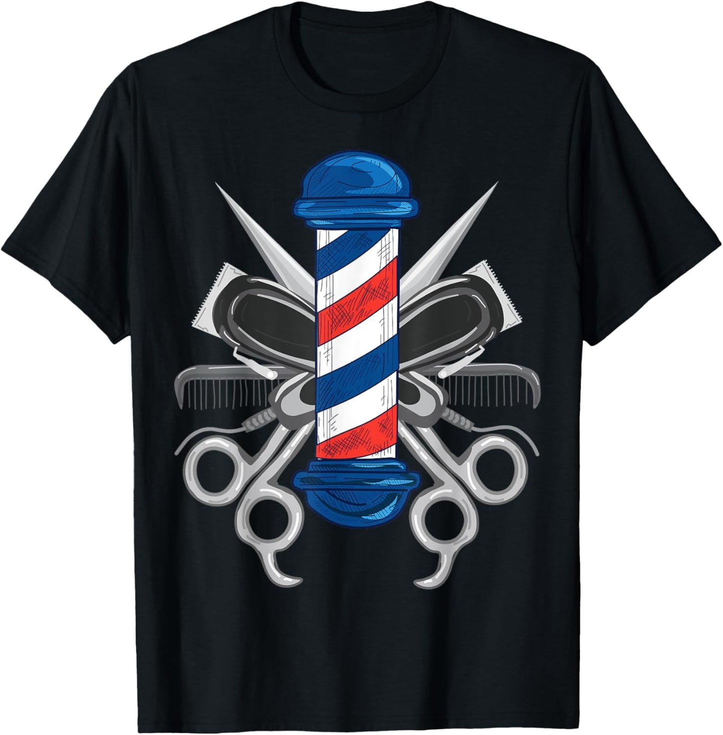 Barber Design Women Barber Pole Hairdresser Barber T-Shirt - T-Shirt | Black