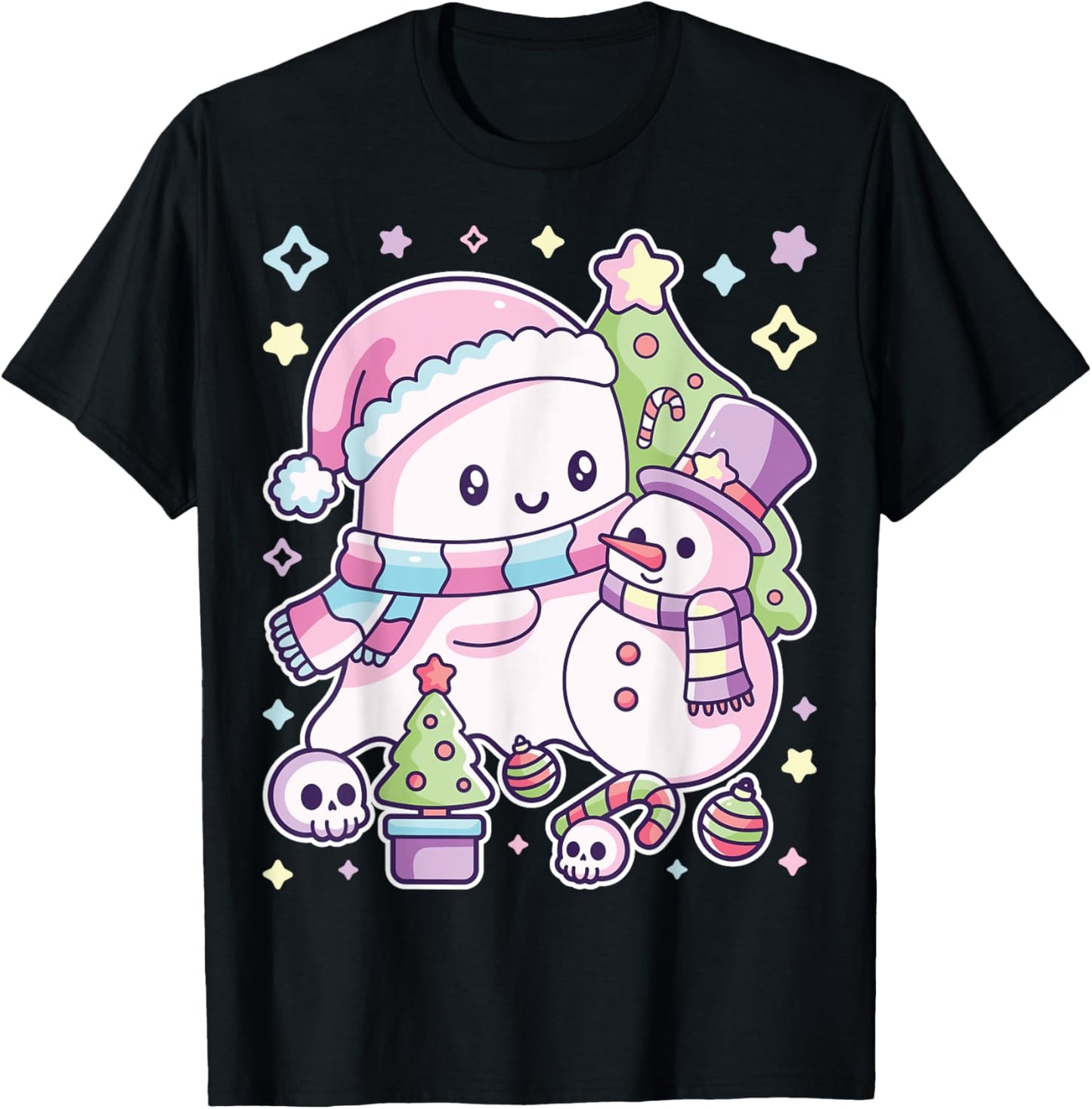 Christmas Ghost Lil Boo Xmas Girls Kids Toddler Pastel T-Shirt - T-Shirt | Black