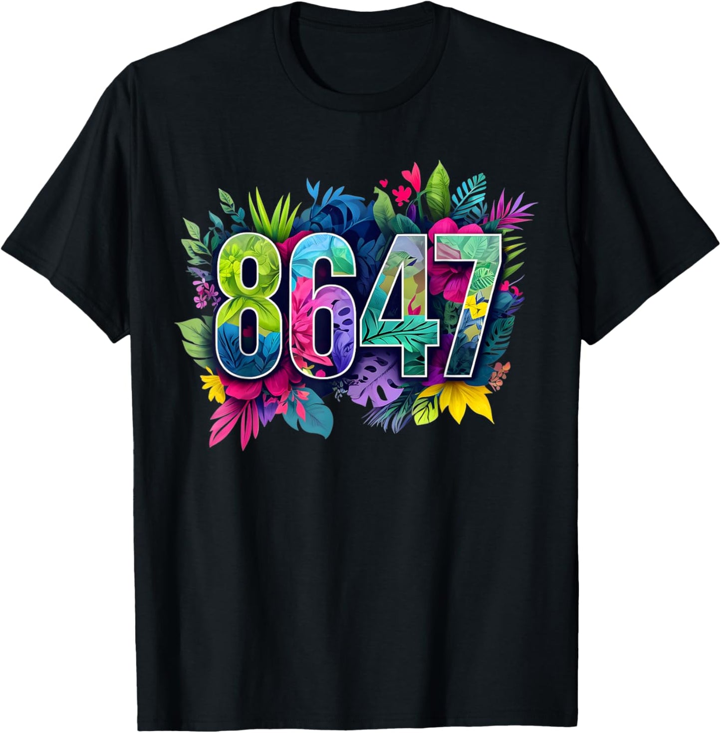 Anti Trump 8647 Floral Resist 86 47 Impeach Trump Impeach 47 T-Shirt - T-Shirt | Black