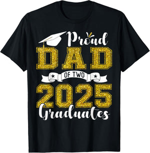 Proud Dad of two class of 2025 graduates twins graduation T-Shirt - T-Shirt | Black