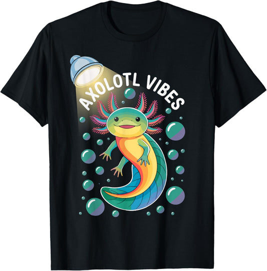 Axolotl Vibes Kawaii Axolotls Lovers Cute Axolotl' Graphic T-Shirt - T-Shirt | Black