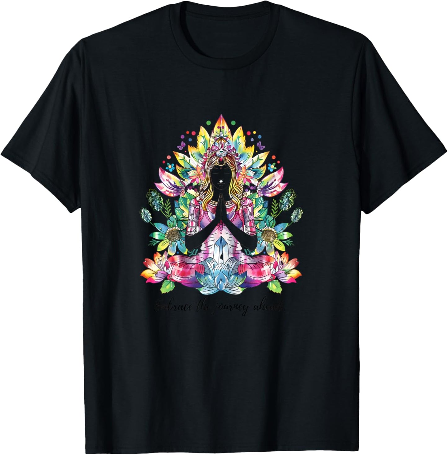 Mindful Meditation Accessory Set - Zen Mantra Cards & Yoga T-Shirt - T-Shirt | Black