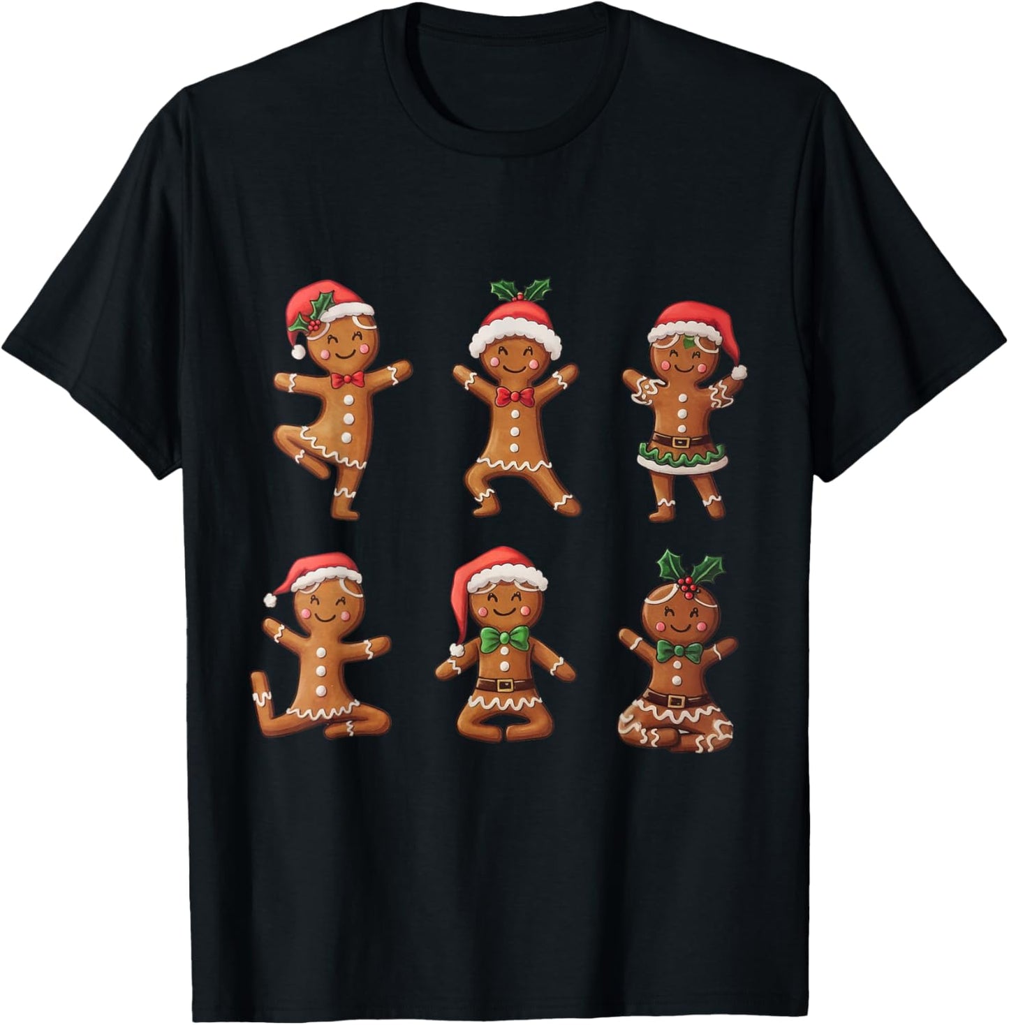 Yoga Xmas Christmas Gingerbread T-Shirt - T-Shirt | Black