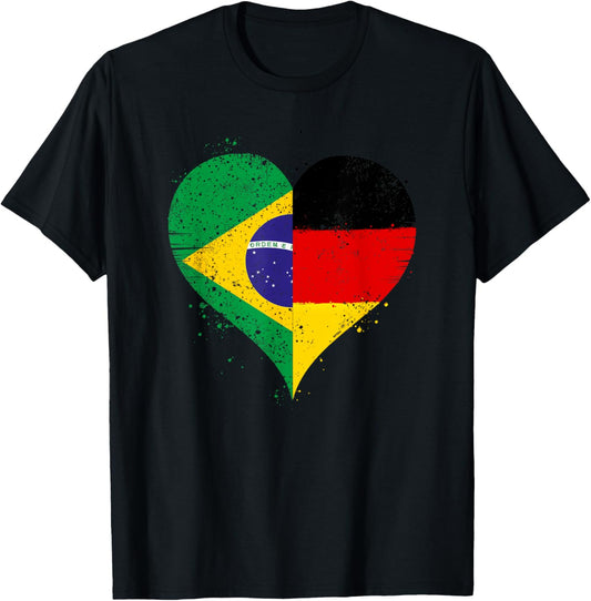 Brasilien Deutschland Flagge Brasilianische Deutsche Fans T-Shirt - T-Shirt | Black