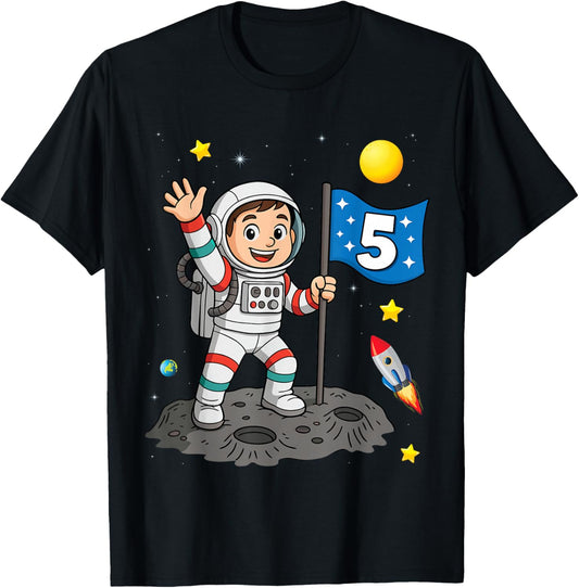 5th Birthday Astronaut All Space Boy 5th Birthday T-Shirt - T-Shirt | Black