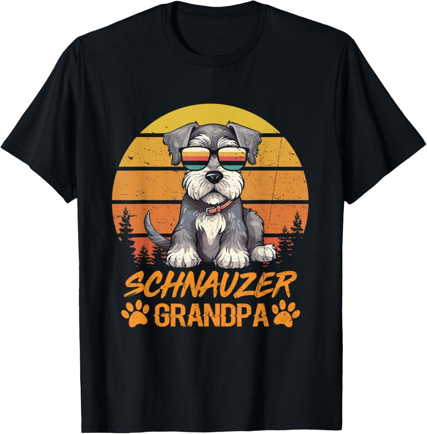 Vintage Retro Miniature Schnauzer Dog Grandpa Fathers Day T-Shirt - T-Shirt | Black
