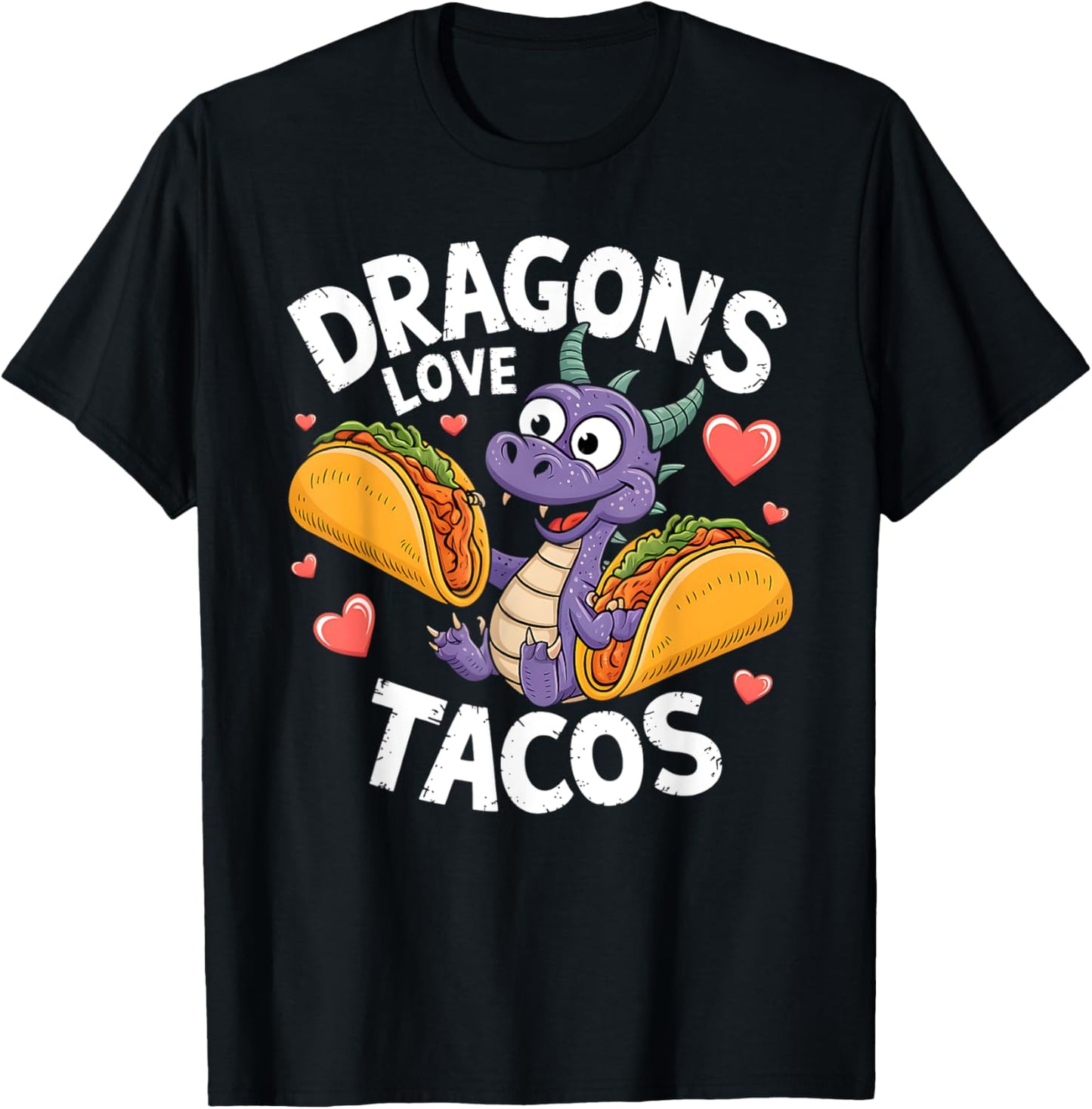 Cute Cinco De Mayo Dragons Love Tacos Mexican Food Kids Boys T-Shirt - T-Shirt | Black