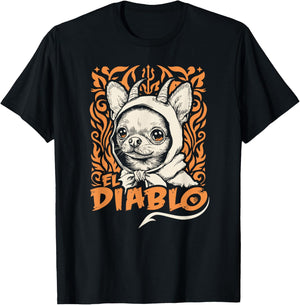 Funny Cute Spooky Ghost El Diablo Chihuahua Halloween Dog T-Shirt - T-Shirt | Black