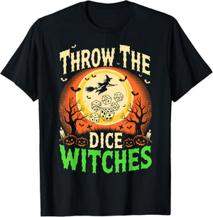 Throw The Dice Witches Spooky Halloween Witch Design T-Shirt - T-Shirt | Black