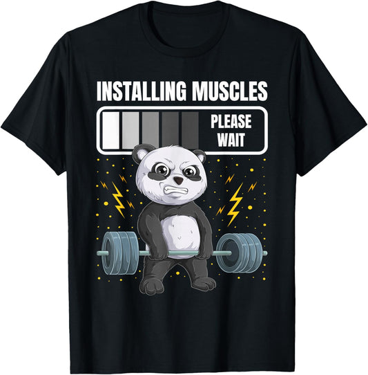 Muscle Installation Weightlifting Panda Muscle Installation T-Shirt - T-Shirt | Black