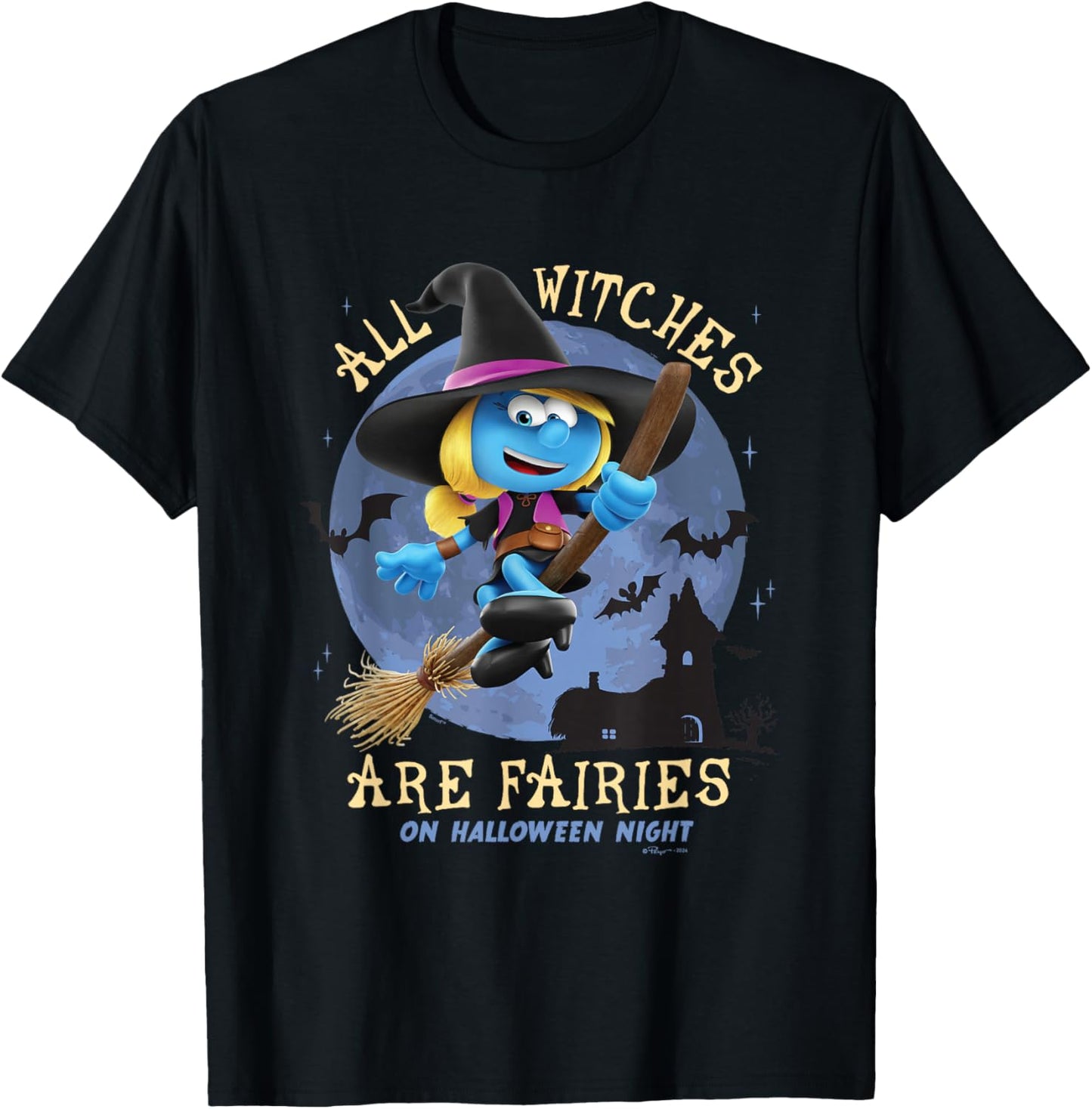 The Smurfs All Witches Are Fairies On Halloween Night Logo T-Shirt - T-Shirt | Black