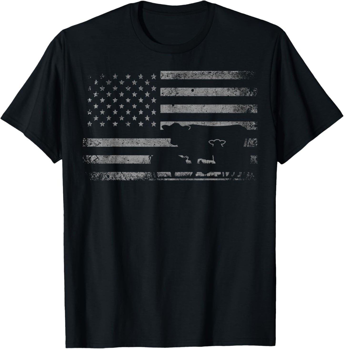 Vintage American Flag Farmer Funny Farm Animals T-Shirt - T-Shirt | Black