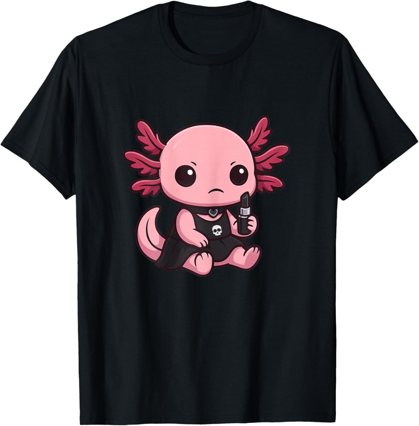 Gothic Emo Axolotl – Cute Goth Aesthetic Axolotl Art T-Shirt - T-Shirt | Black