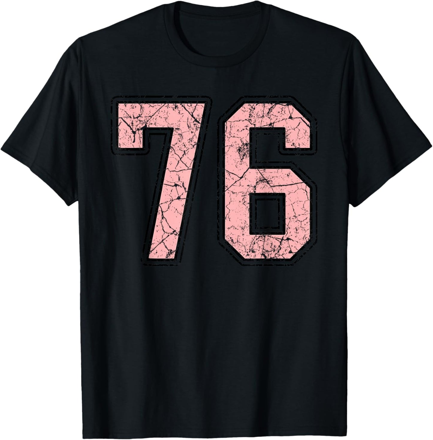 Pink and Black Number 76 Jersey Player Uniform #76 Fan T-Shirt - T-Shirt | Black