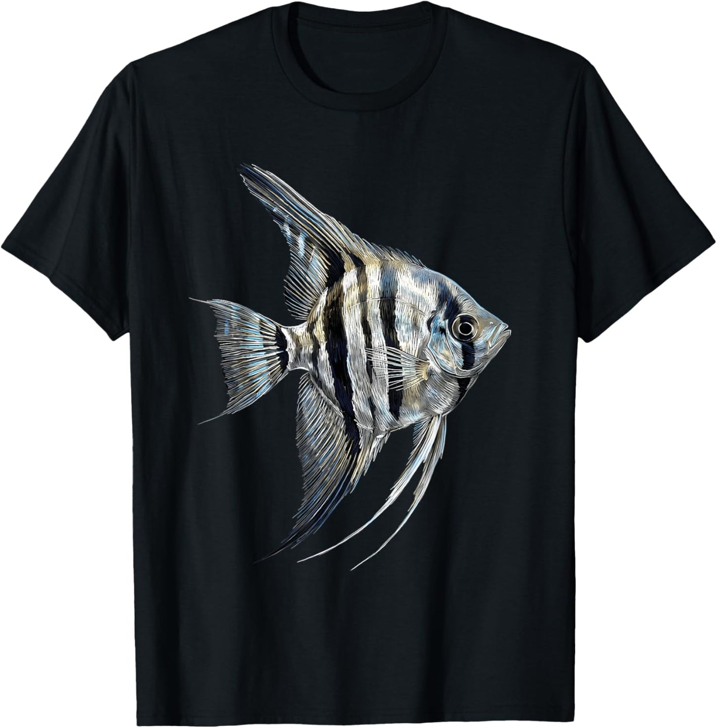 Angelfish Pterophyllum Freshwater Aquarium Fishkeeper T-Shirt - T-Shirt | Black