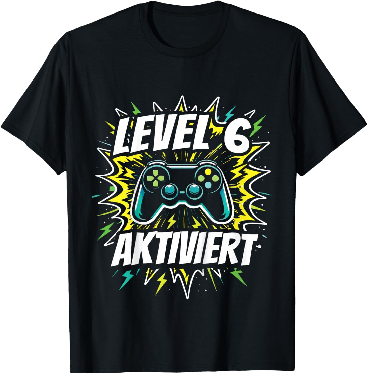6. Geburtstag Jungen Video Gamer Level 6 Aktiviert Kids T-Shirt - T-Shirt | Black