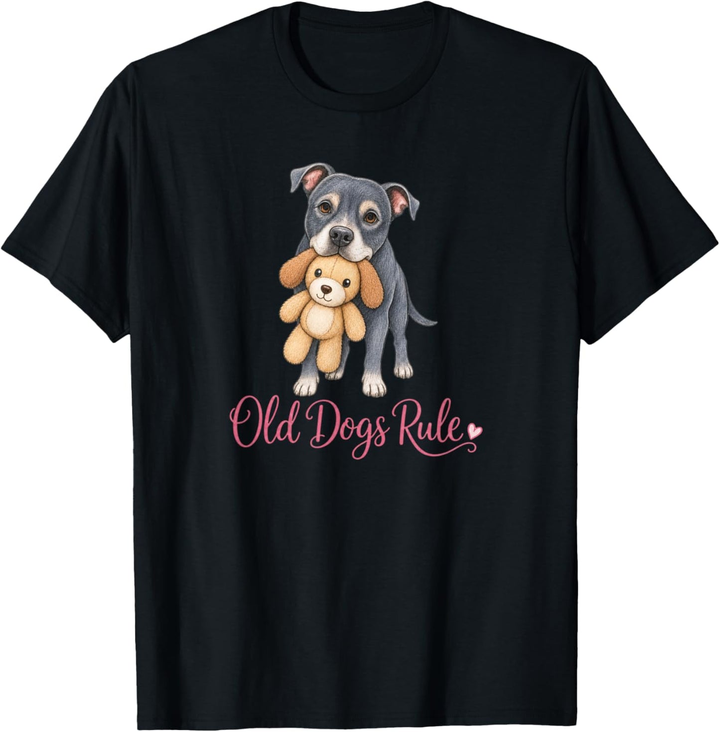Old Dogs Rule Cute Senior Rescue Dog Lover Cute Senior Dog T-Shirt - T-Shirt | Black