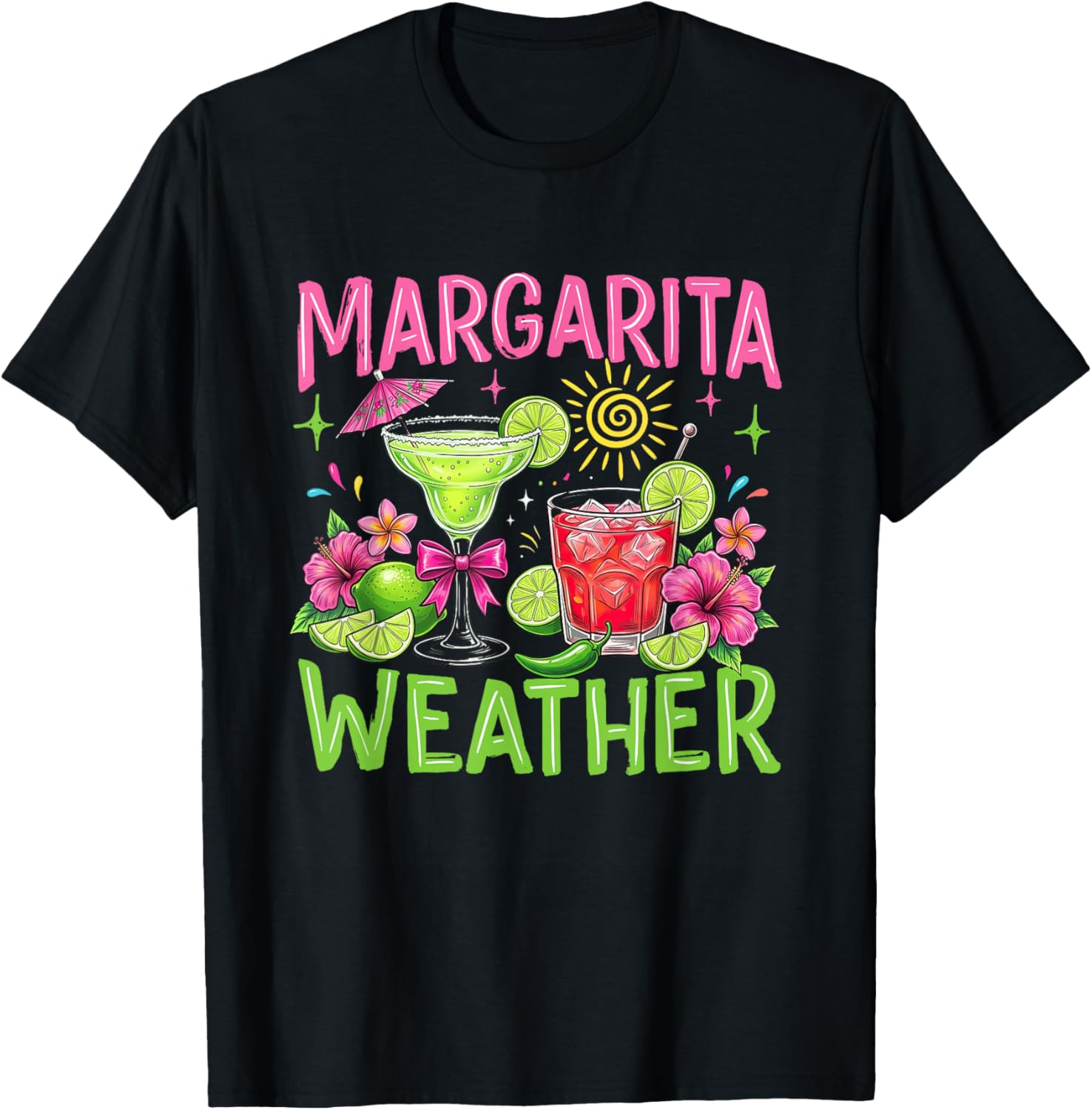 Margarita Weather Summer Vacation Beach Vibes Girls Weekend T-Shirt - T-Shirt | Black