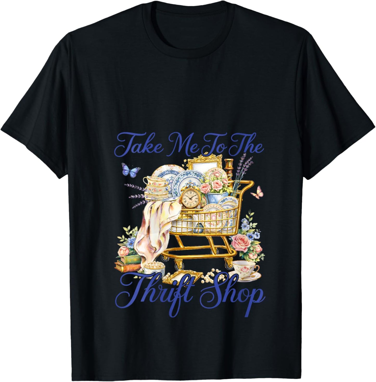 Women's Take Me to The Thrift Shop Vintage Thrifting Retro Shopping V-Neck T-Shirt - T-Shirt | Black