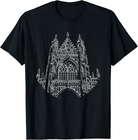 Church Gothic Gothic Architecture Cathedral Gothic T-Shirt - T-Shirt | Black