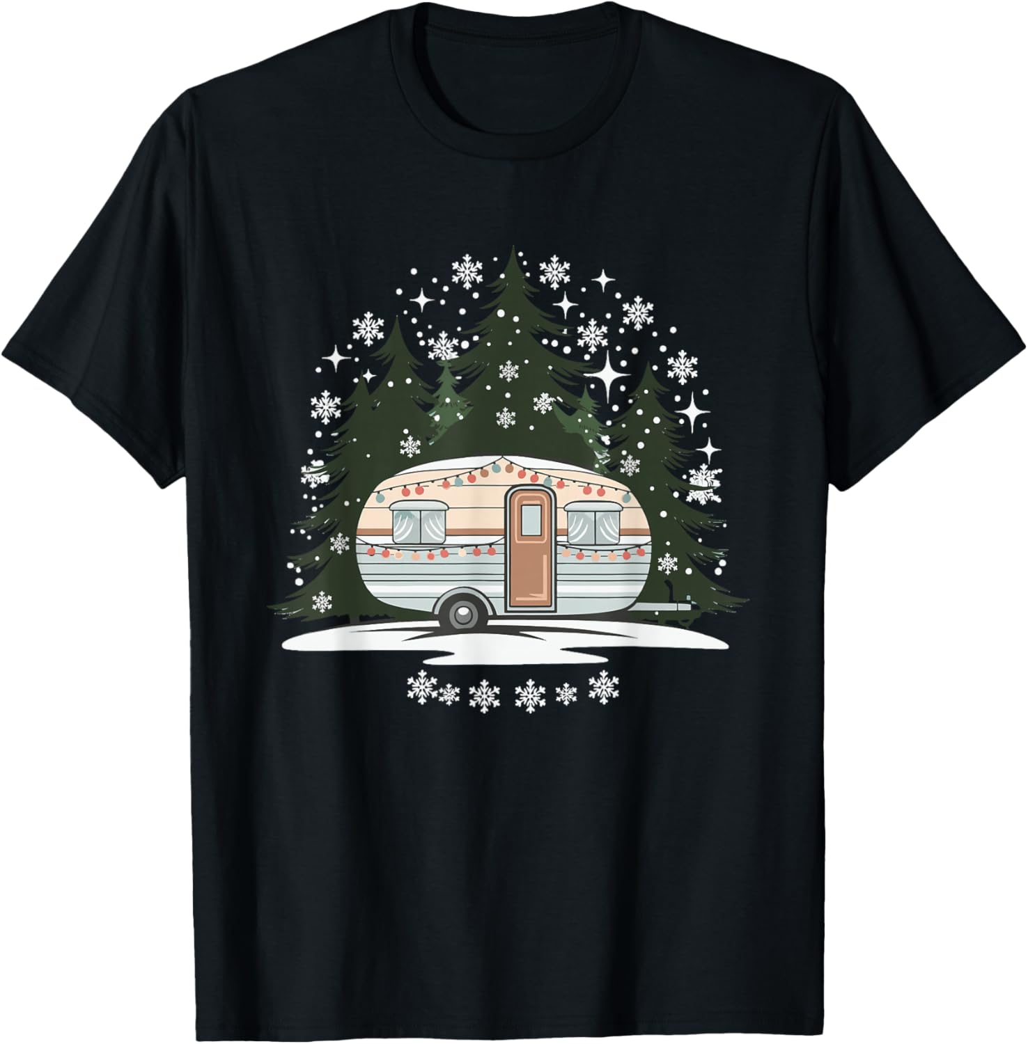 Camping RV Christmas Motorhome T-Shirt - T-Shirt | Black