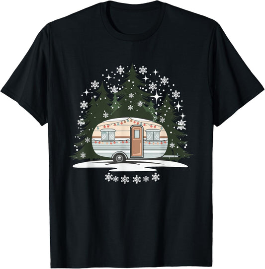 Camping RV Christmas Motorhome T-Shirt - T-Shirt | Black