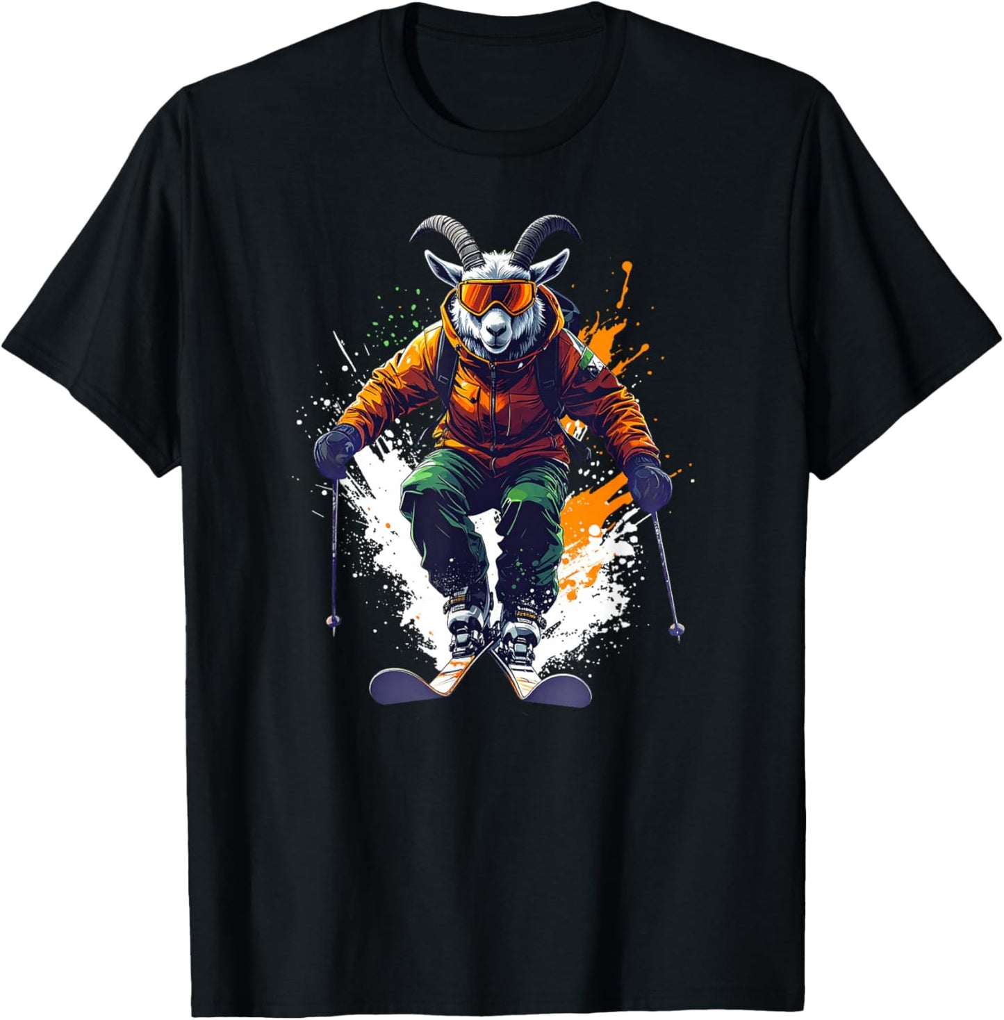 Ski Champion Goat Splash Art Outfit T-Shirt - T-Shirt | Black
