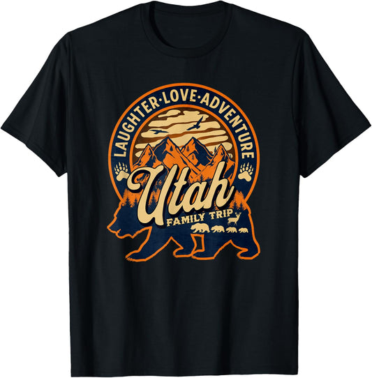 Utah Family Trip Mountains Camping Adventure Souvenir T-Shirt - T-Shirt | Black