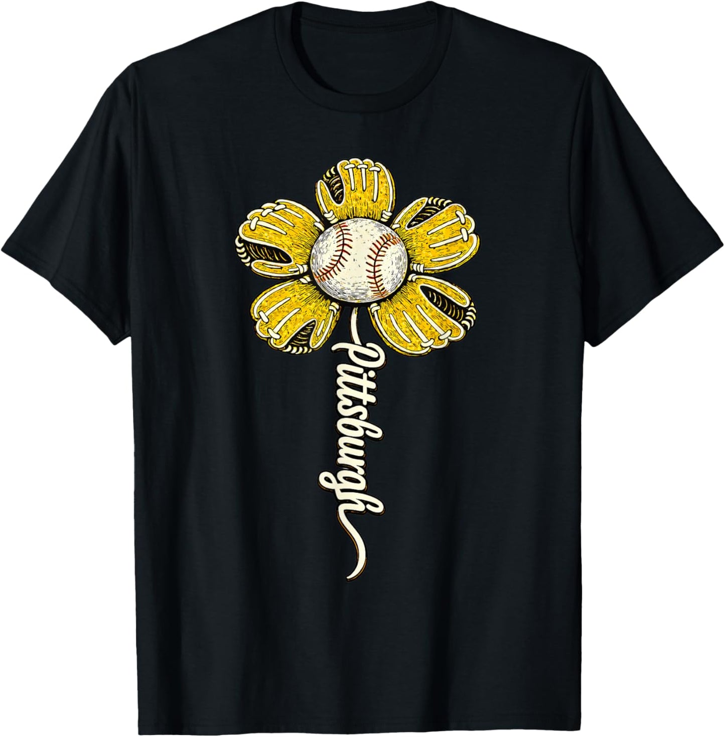 Pittsburgh Flower Women Boys Girls Kids T-Shirt - T-Shirt | Black