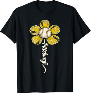 Pittsburgh Flower Women Boys Girls Kids T-Shirt - T-Shirt | Black