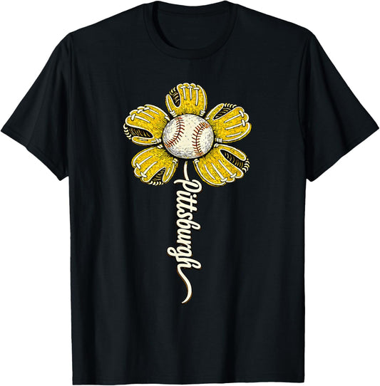 Pittsburgh Flower Women Boys Girls Kids T-Shirt - T-Shirt | Black