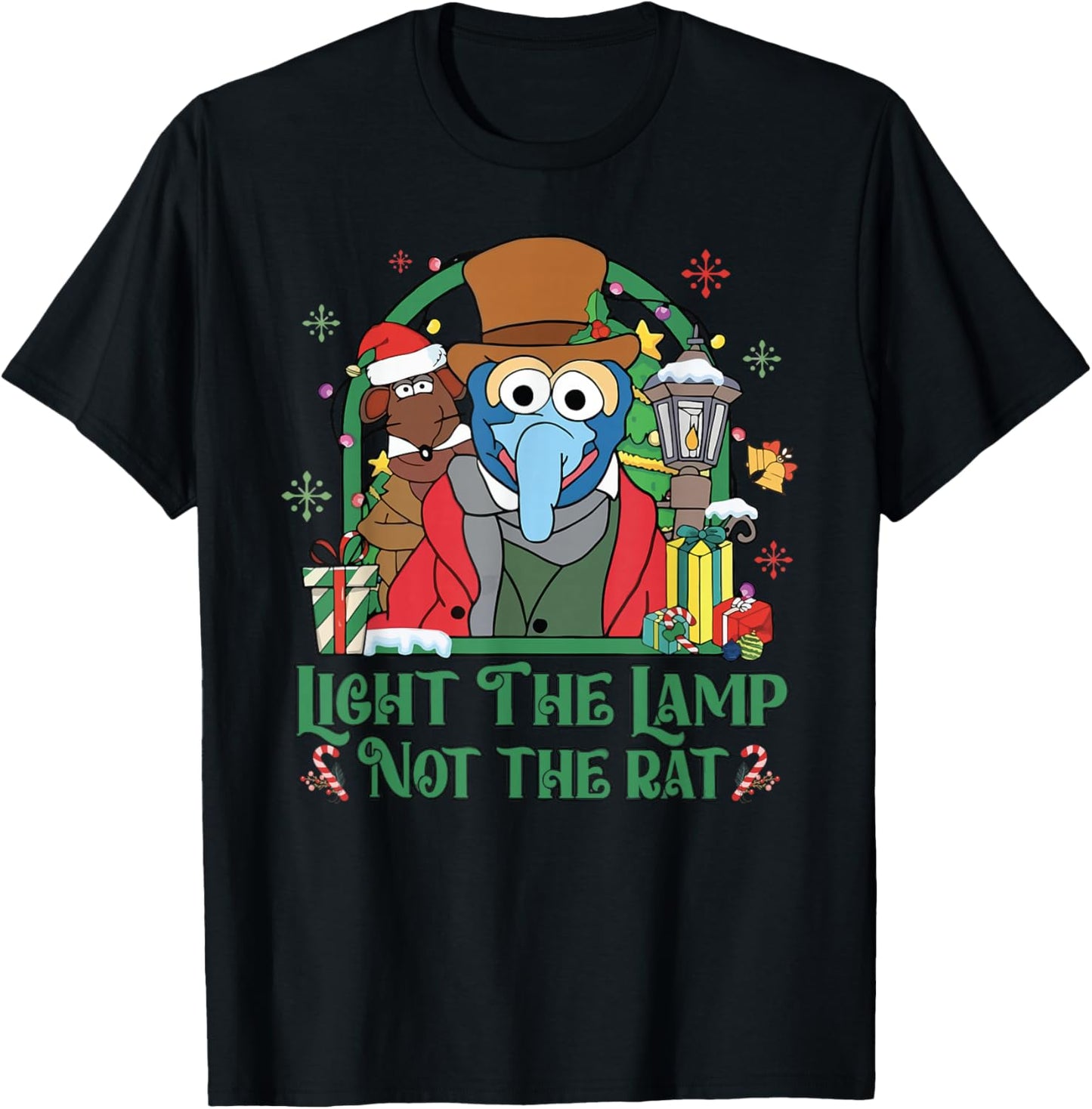 Light The Lamp Not The Rat Funny Christmas T-Shirt - T-Shirt | Black