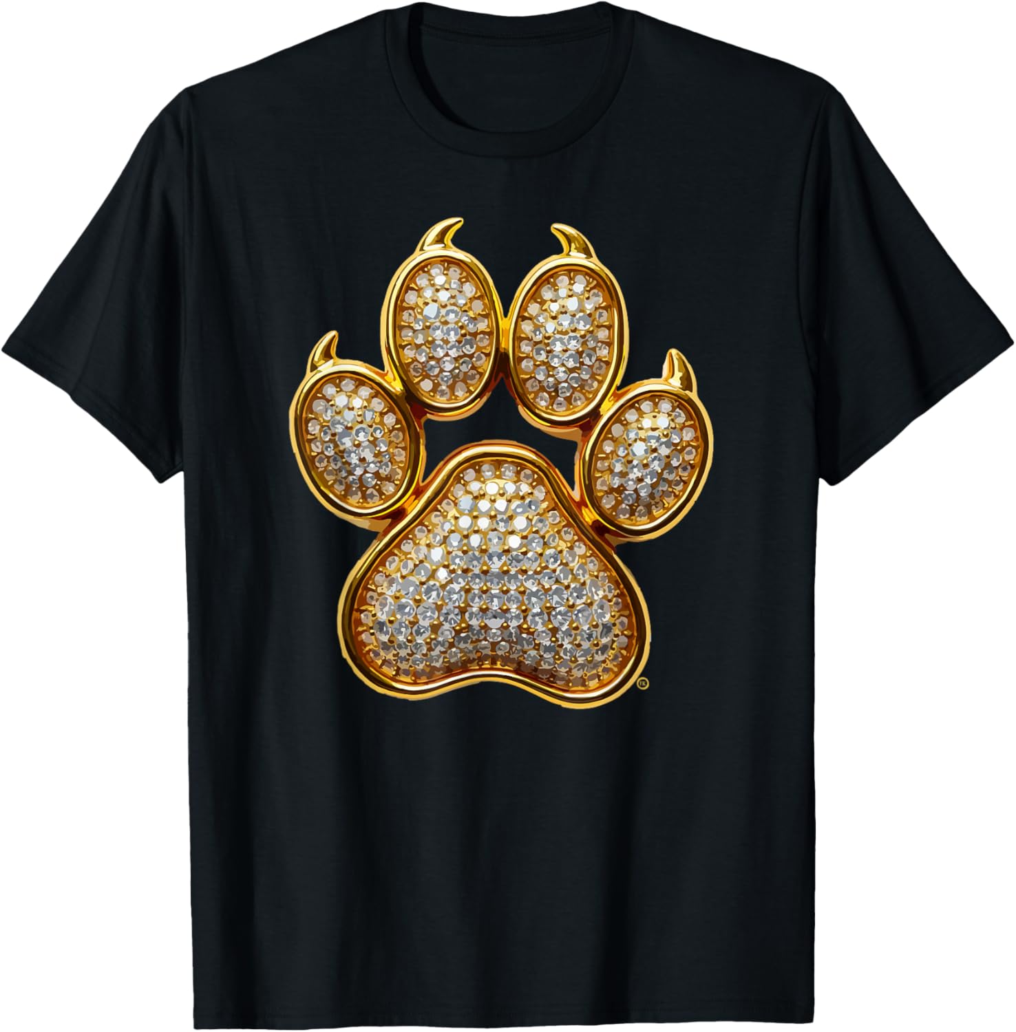 Dog Mom, Dog Dad, Gold Dog Paw, Great Bling Dog Lover Gift T-Shirt - T-Shirt | Black