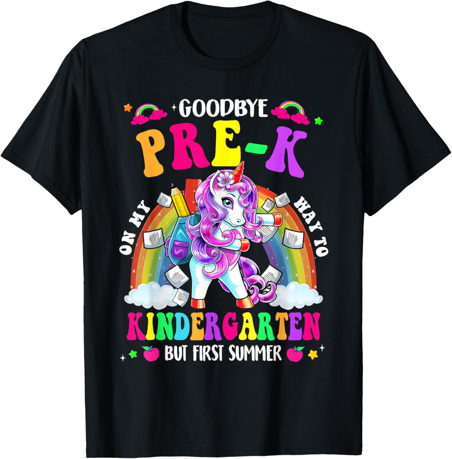 Goodbye Pre-k Graduation to Kindergarten First Summer Boys T-Shirt - T-Shirt | Black