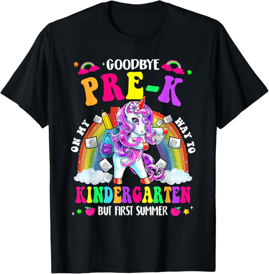 Goodbye Pre-k Graduation to Kindergarten First Summer Boys T-Shirt - T-Shirt | Black