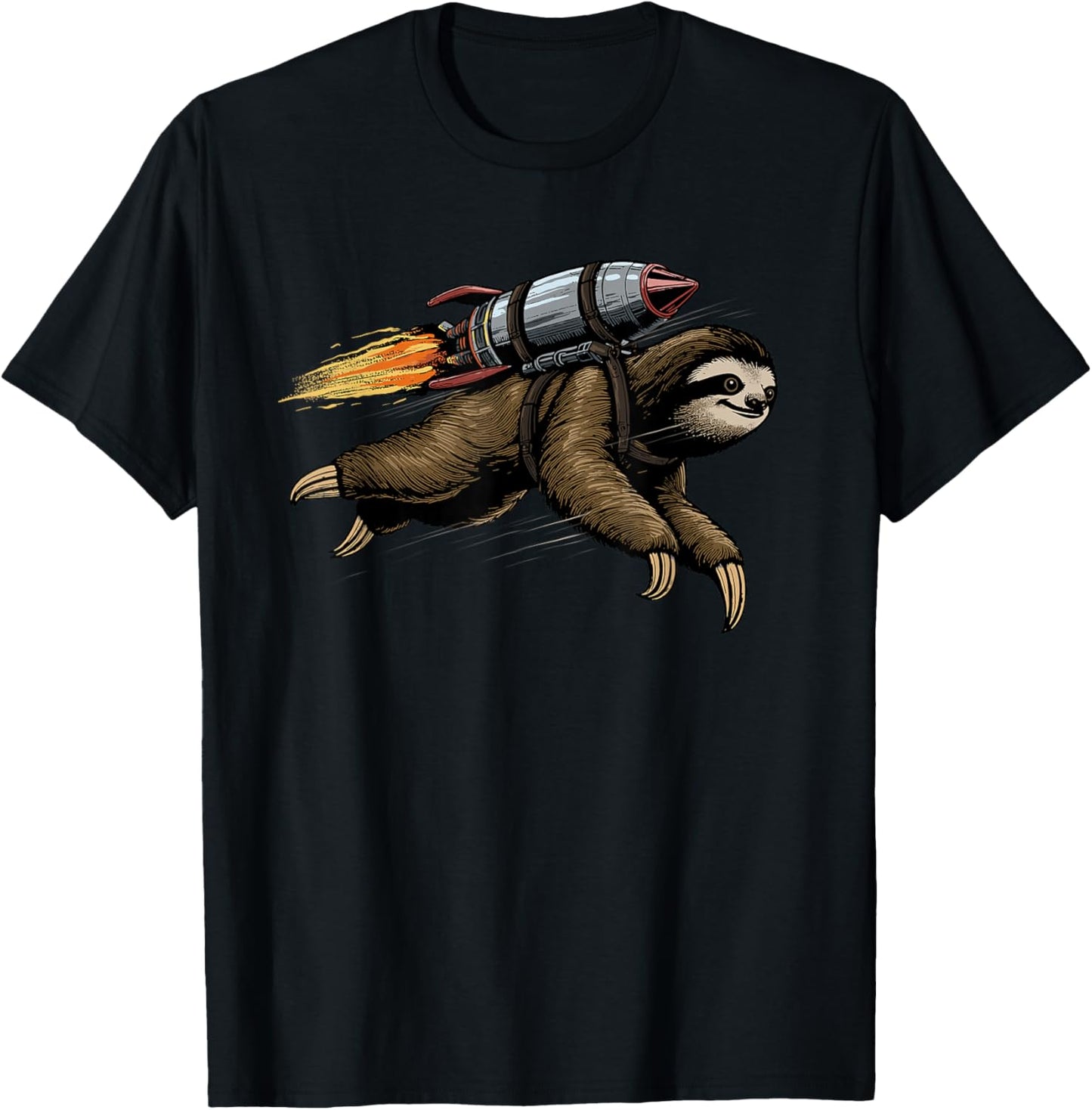 Sloth Shirt Funny Rocket Sloth Lazy Space Traveller Speed T-Shirt - T-Shirt | Black