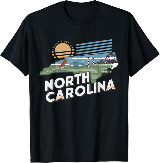 North Carolina State of North Carolina Retro North Carolina T-Shirt - T-Shirt | Black