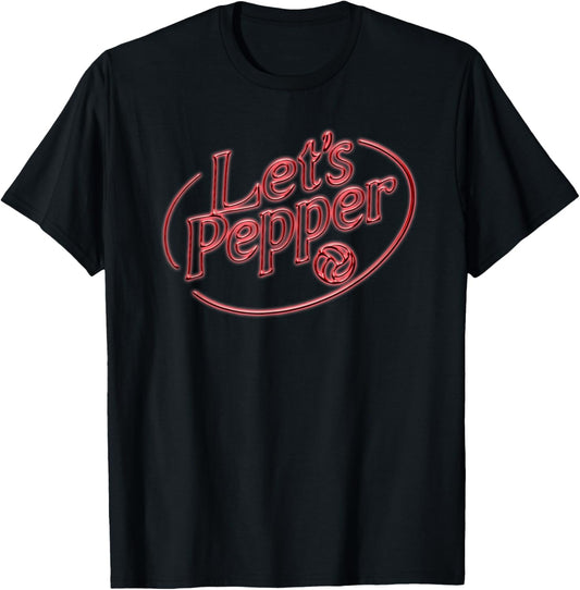 Volleyball Lets Pepper Retro Sign Style for Throwback Player T-Shirt - T-Shirt | Black
