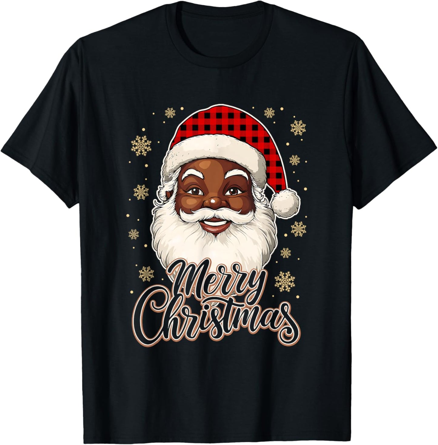 Black African American Christmas Santa Claus Afro Santa Men T-Shirt - T-Shirt | Black