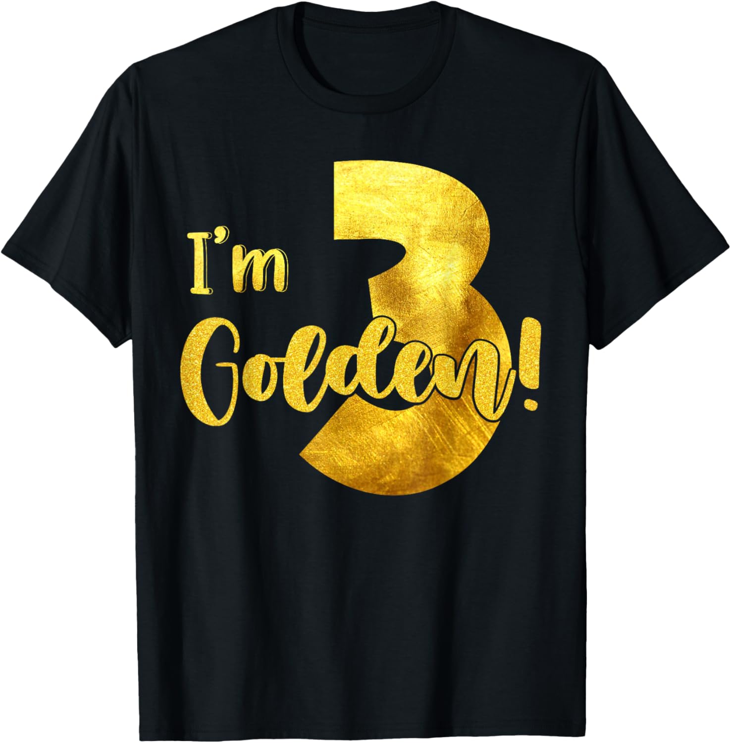 I'm 3rd Golden Birthday 3 Year Old Bday Kids Groovy T-Shirt - T-Shirt | Black