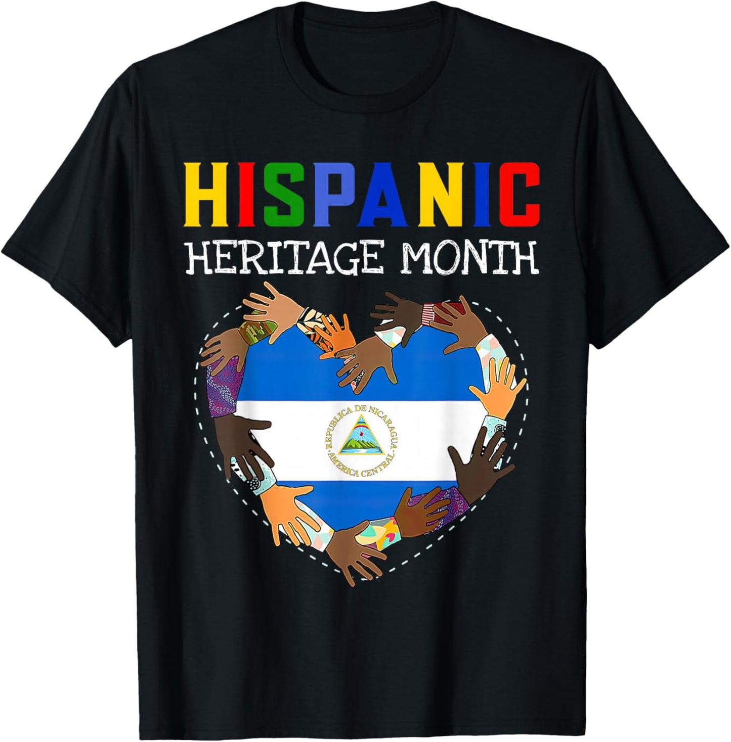 Hispanic Heritage Month Nicaragua Kids Boys Girls T-Shirt - T-Shirt | Black