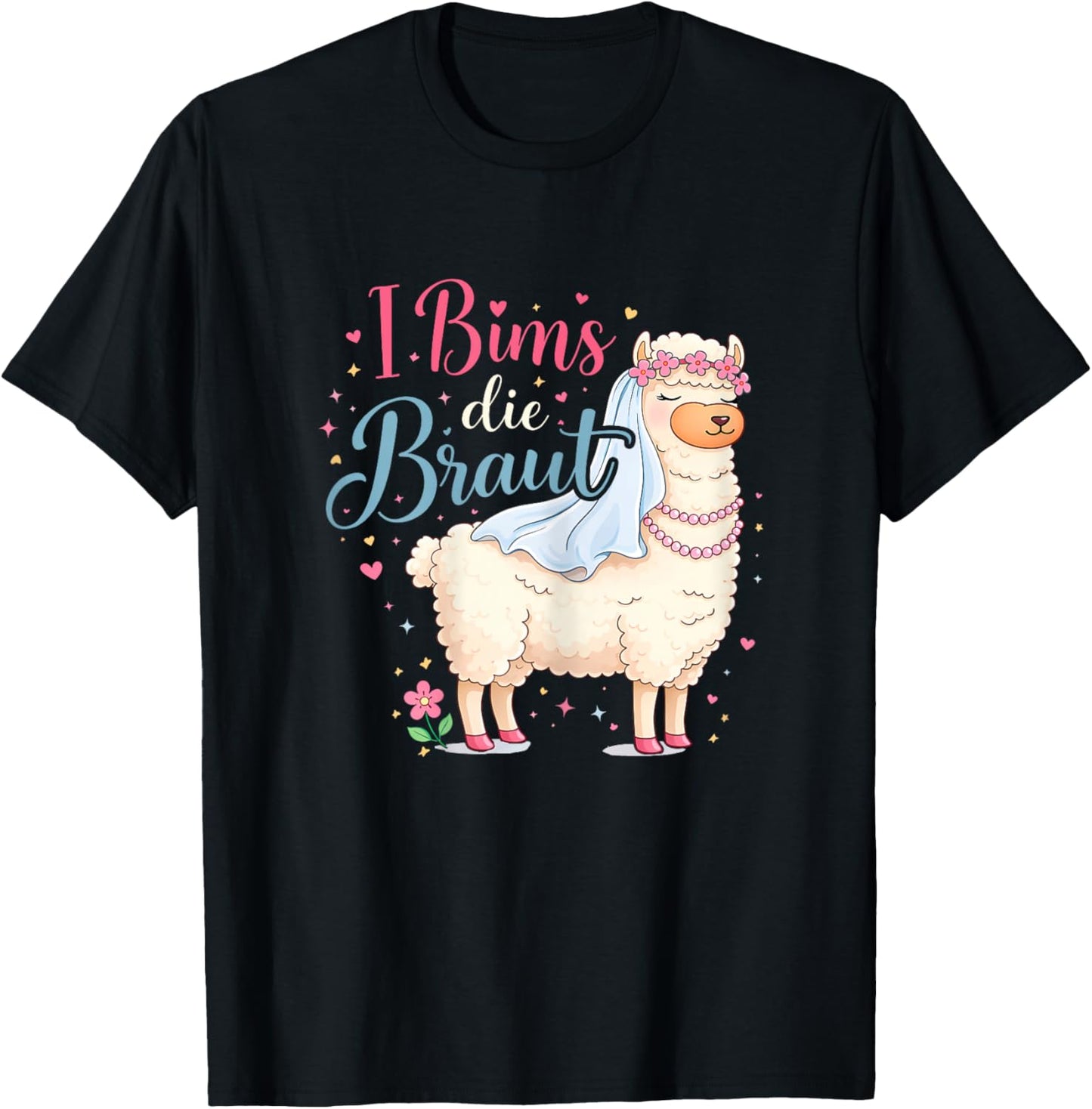 I bims die die Braut Hochzeit Motiv Lama Alpaka JGA Party T-Shirt - T-Shirt | Black